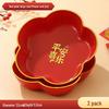 Red Wedding Candy Dish & Engagement Centerpiece Set: Happy Plate for Dried Fruits & Housewarming