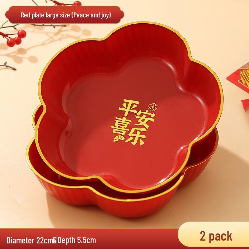 Red Wedding Candy Dish & Engagement Centerpiece Set: Happy Plate for Dried Fruits & Housewarming