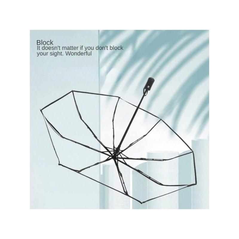 Fully automatic transparent folding umbrella trifold self-opening umbrella small fresh plastic umbrella thickened