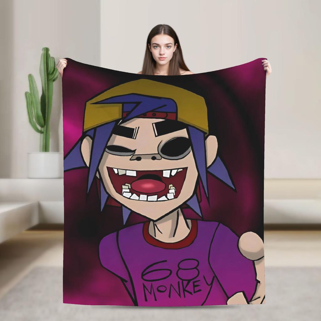 British GorillazS Virtual Band Rock Hip-Hop Blanket  Warm Soft Novelty Plush Throw Blanket For Travel Office Flannel Bed Cover
