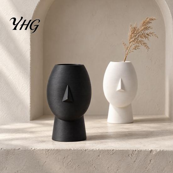 Geometric Texture Vase 3D Printed Minimalist Face Vase, Abstract Human Head Flower Shape Modern Art Decorative for Home Desktop Shelf Decor Ornament