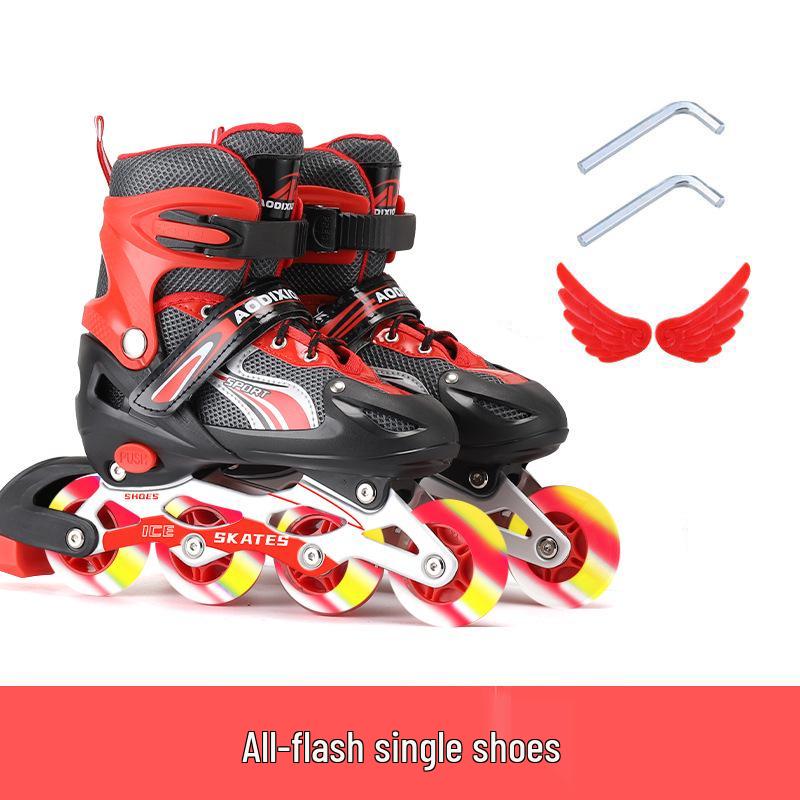 Nastavitelná sada kolečkových bruslí s blesky pro začínající děti