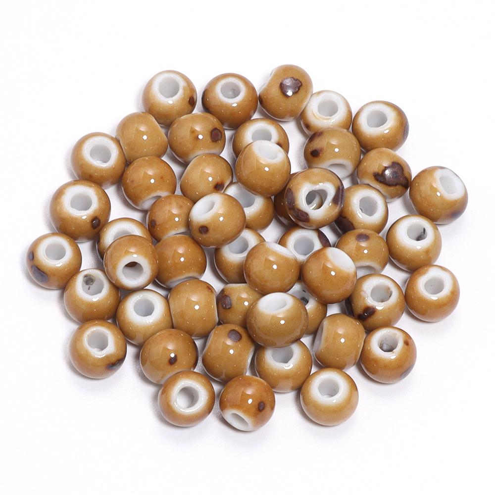 30pcs/lot Round Shape Ceramic Beads Colorful Loose Beads Spacer Beads For DIY Jewelry Making Necklace Bracelet Accessories