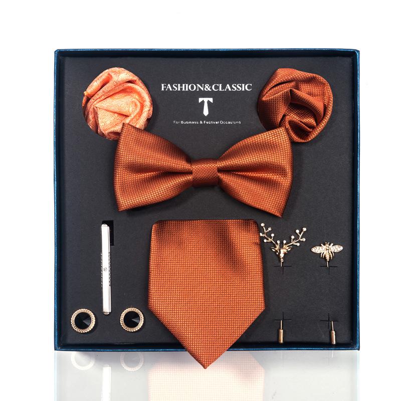 Luxury Groom Tie, Pocket Square & Boutonniere Gift Set for Weddings