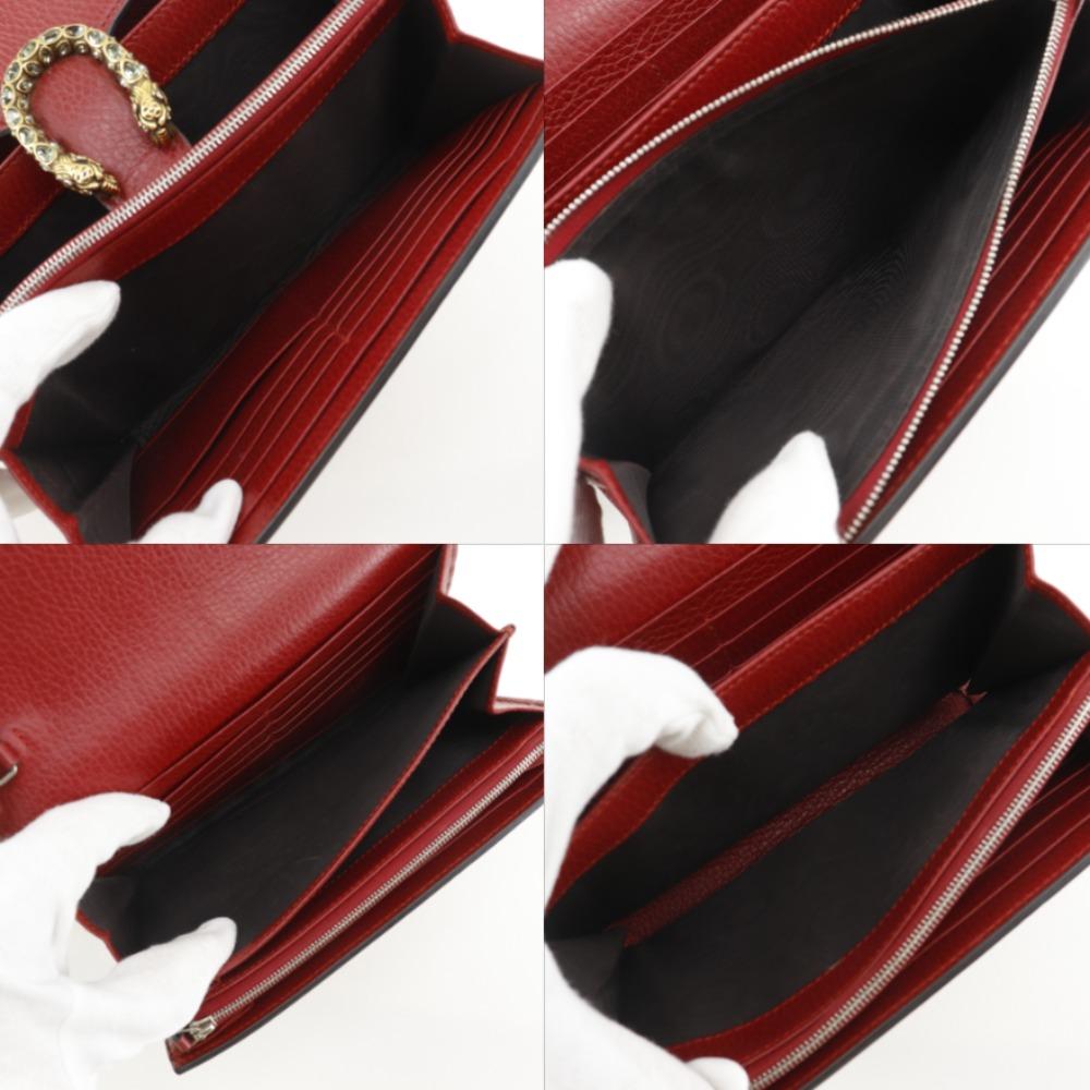 Gucci Dionysus Chain Wallet 401231 Shoulder Red Calfskin Women Used