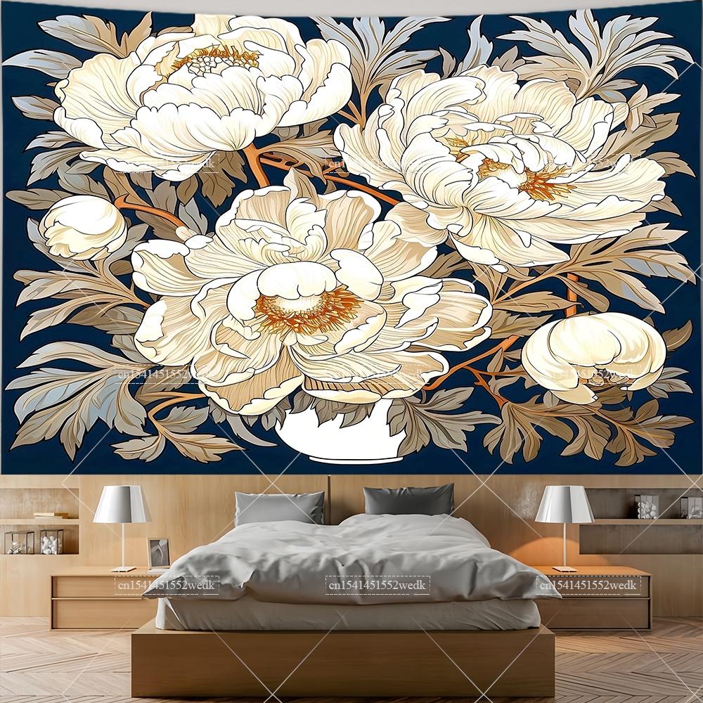 Wildflowers Tapestry Wall Hanging Garden Floral Botanical Tapestries Room Deocr Red Poppies Scenery Photography Background Cloth