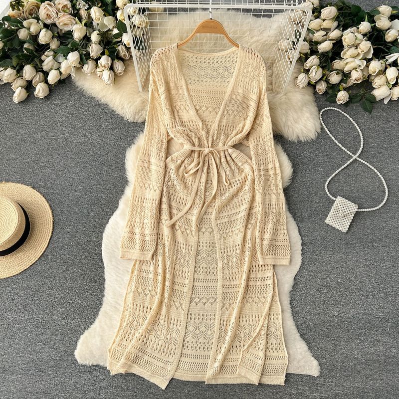 

Casual Dress Travel Holiday Style Long Cardigan Apricot color One size