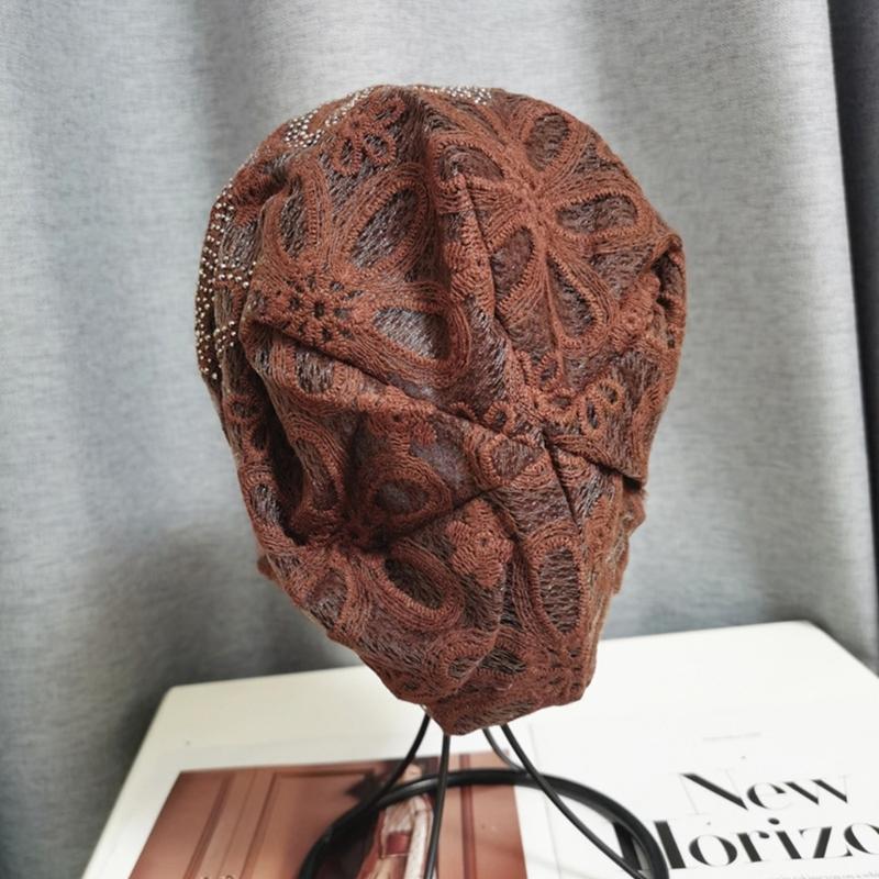 Breathable Crochet Brimless Hat for Spring and Autumn Comfortable Polyester Fabric Skull Hat for Women Daily Outfit