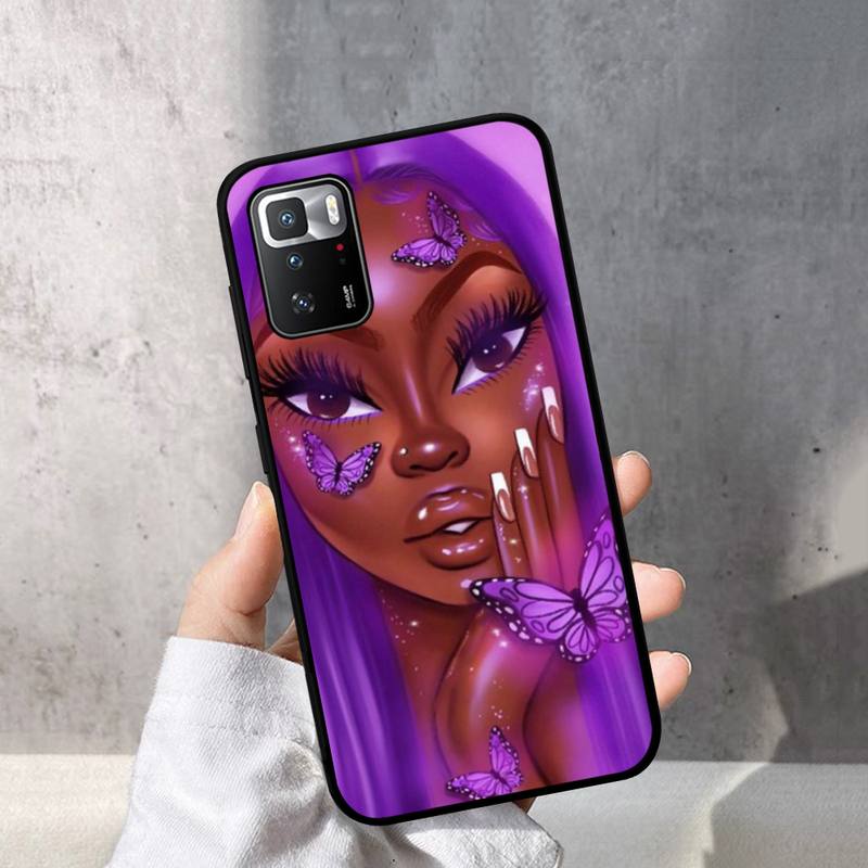 Модный черный чехол для телефона с изображением девушки для Redmi Note 10 9 8 6 Pro 8T 5A 4X X 5 Plus 7 7A 9A K20