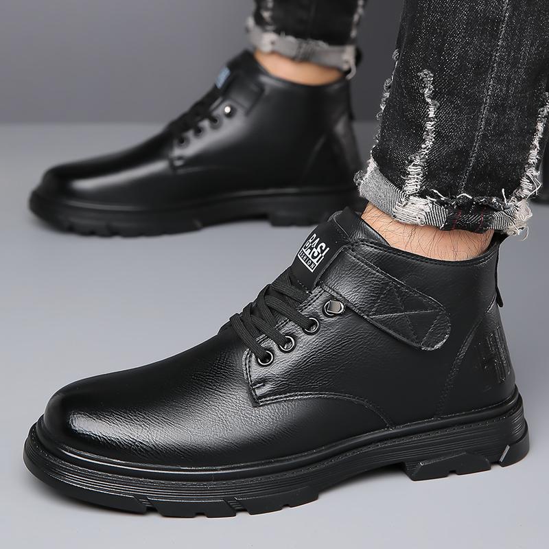 Botas de Invierno Cálidas de Cuero Genuino para Hombre con Forro de Lana de Caña Alta para Caminar, Ir al Trabajo, Exteriores y Clima Frío Tallas 38-44