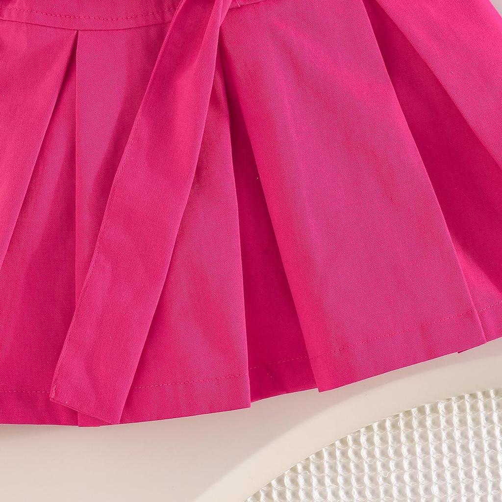 Girls' Solid Color Sleeveless Belted Dress