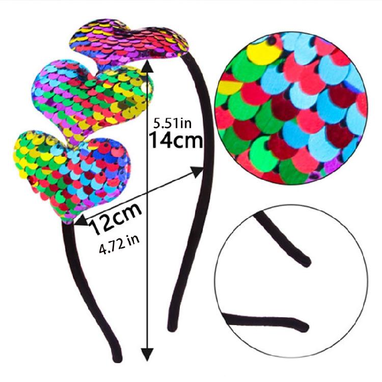 Glitter Heart Headdress Colorful Sequins Headband Creative Theme Party Headp