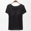 VEZFAA Women's Fashion Casual Summer Spring Solid Color Print Short Sleeve O-Neck Blouses & Shirts