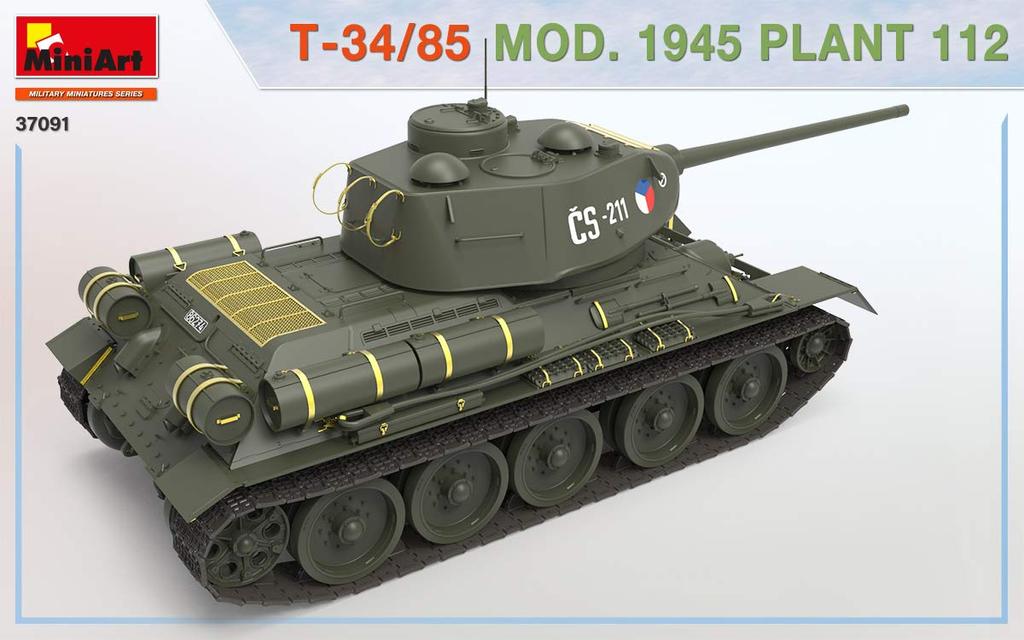 Miniart Scale Chinese Liberation Army Factory 112 Plastic Model Kit MA37091 1/35 People's T-34/85 1945,
