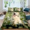 Cute Dog Wreath Flowers 3D Printed Quilt Cover Set Cute Playful Style Bedding Set Soft Comfortable Home Textiles Duvet Cover Set