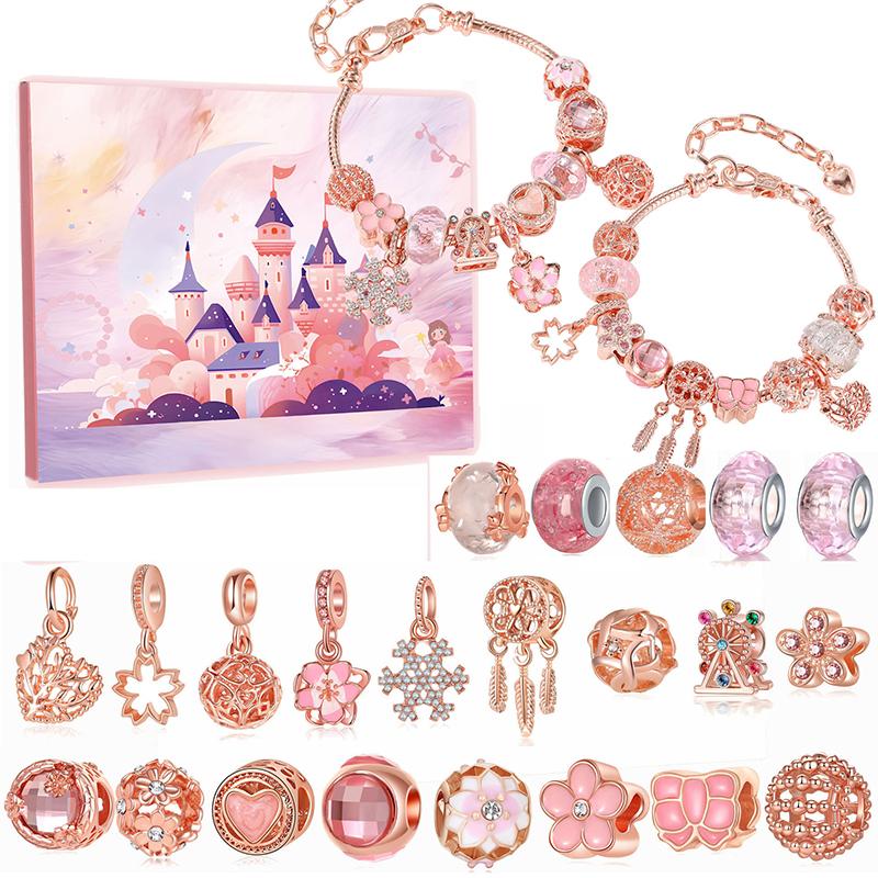 Surprise Bead Advent Calendar 24 DIY Bracelet & Necklace Craft Kits in Blind Box Christmas Countdown Gift for Children
