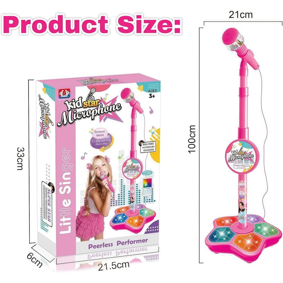 2026 Nowa Zabawka Mikrofon All-in-One dla Dzieci ze Statywem, Wbudowaną Muzyką, Światłami, Echem, Przenośna Maszyna Karaoke – Kompatybilna z iOS/Android
