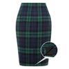 Jupe de printemps pour femmes, taille haute, imprimé écossais, couleur contrastée, coupe ajustée, droite, garde au chaud, longueur aux genoux, jupe d'hiver, vêtements féminins