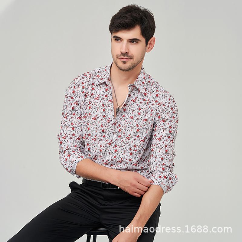 Men’s Lightweight Floral Long Sleeve Casual Shirt