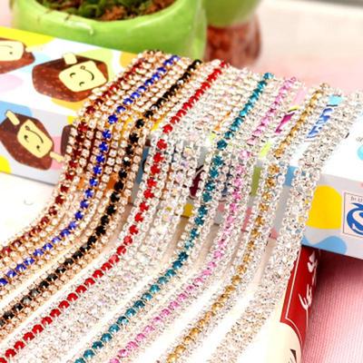 Design Colorful Crystal Rhinestone Chain Silver Base  Cup Claw For DIY Crafts Decor Sewing Clothes Accessories