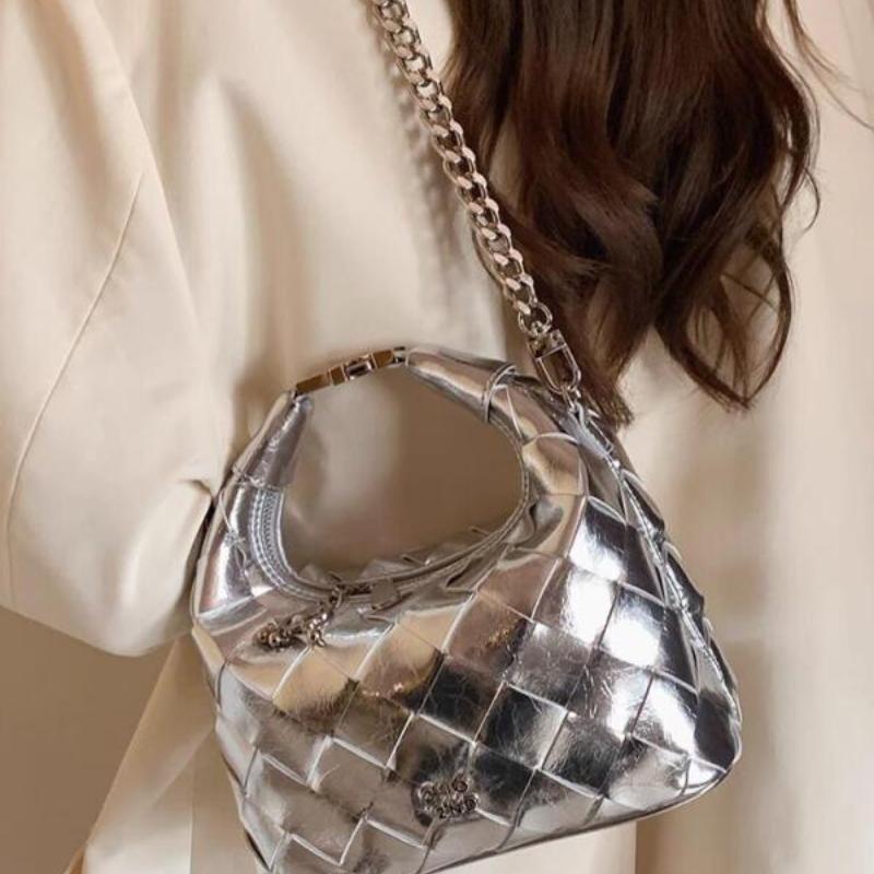 Torby na ramię Nowa Mała Kwadratowa Torba Torby Damskie Zaawansowane Srebrne Retro Moda Jednolity Kolor Trend Rekreacyjne Wszechstronne Torby Crossbody