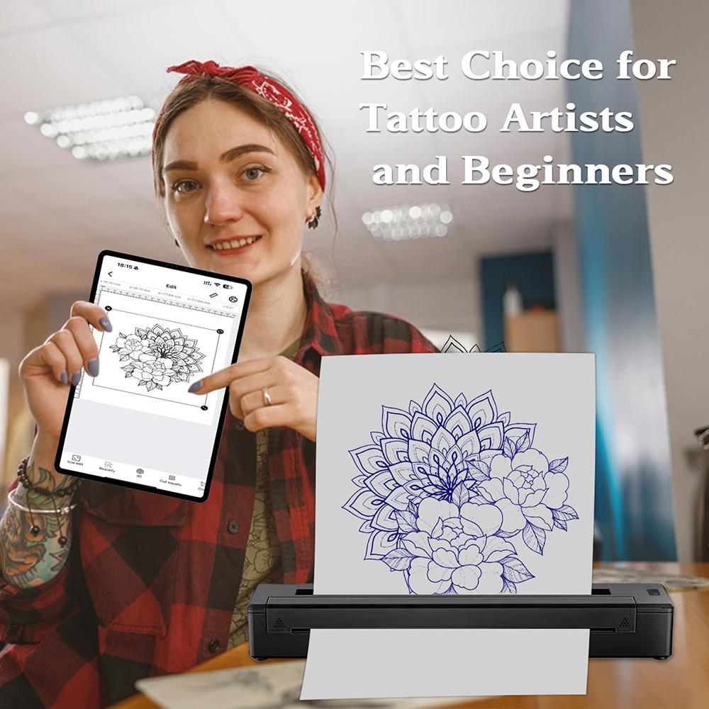 Wireless Tattoo Stencil Printer Portable Bluetooth Tattoo Transfer Machine Kit for Realistic Portraits