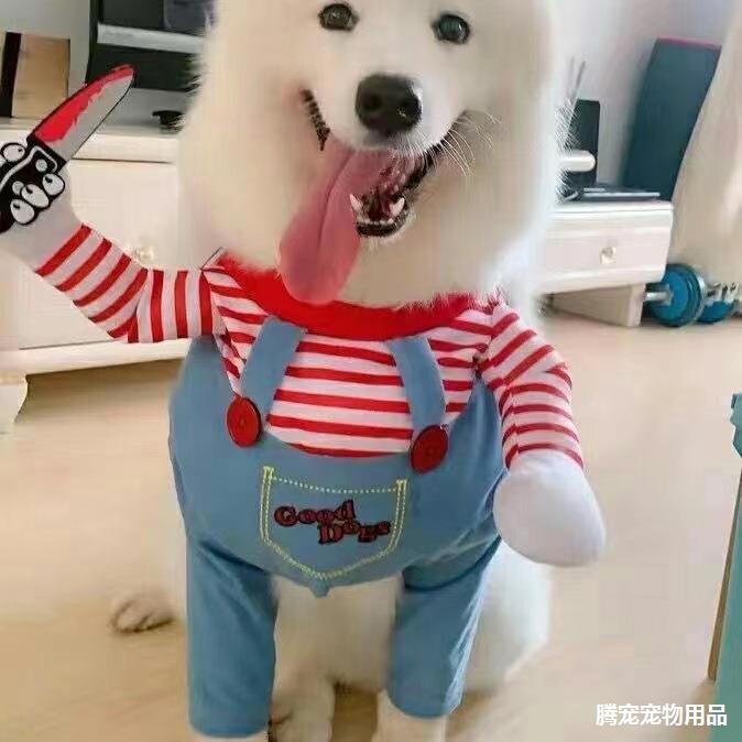 Douyin Same Christmas Dog Clothes Funny Halloween Dog with Knife Funny Small Dog Autumn and Winter Models