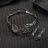Skeleton Gothic Punk Accessory Set With Metal Bones And Pumpkin Skull For Cosplay Costumes
