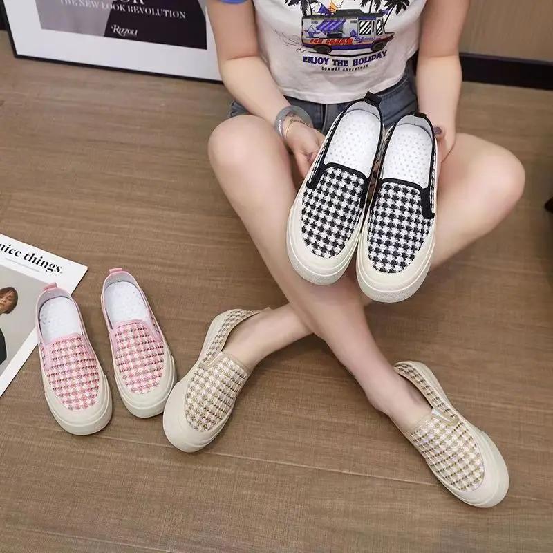 2024 Luxury Versatile Canvas Casual Shoes Spring and Autumn Korean Edition Women's Lightweight Breathable Sports Flat Shoes