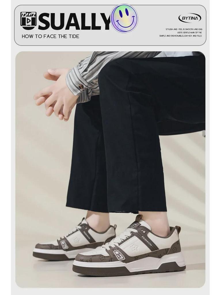 Men's Trendy White Thick-Soled Sneakers - Casual Sports Fashion Shoes