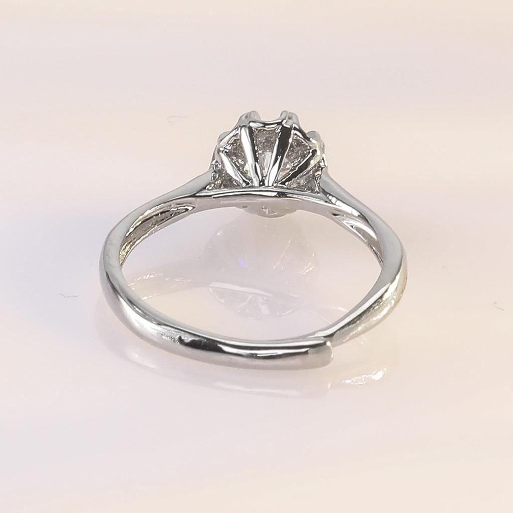 925 Sterling Silver Simple Style Simulated Diamond Ring for Women Cross Border Minimalist Fashion Index Finger Engagement Ring