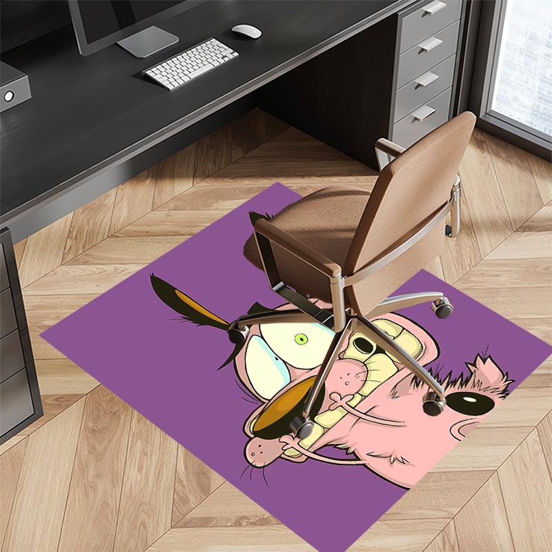 1pc Courage the Cowardly Dog Print Area Rug - Soft, Washable Non-Slip Indoor Mat for Office Chairs, Living Room, Home Office Decorative Rug