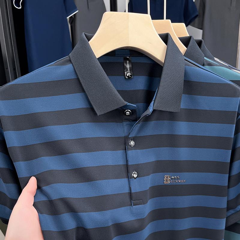 2025 New Summer Men's Lapel Short-sleeved T-shirt Business Casual Polo Shirt