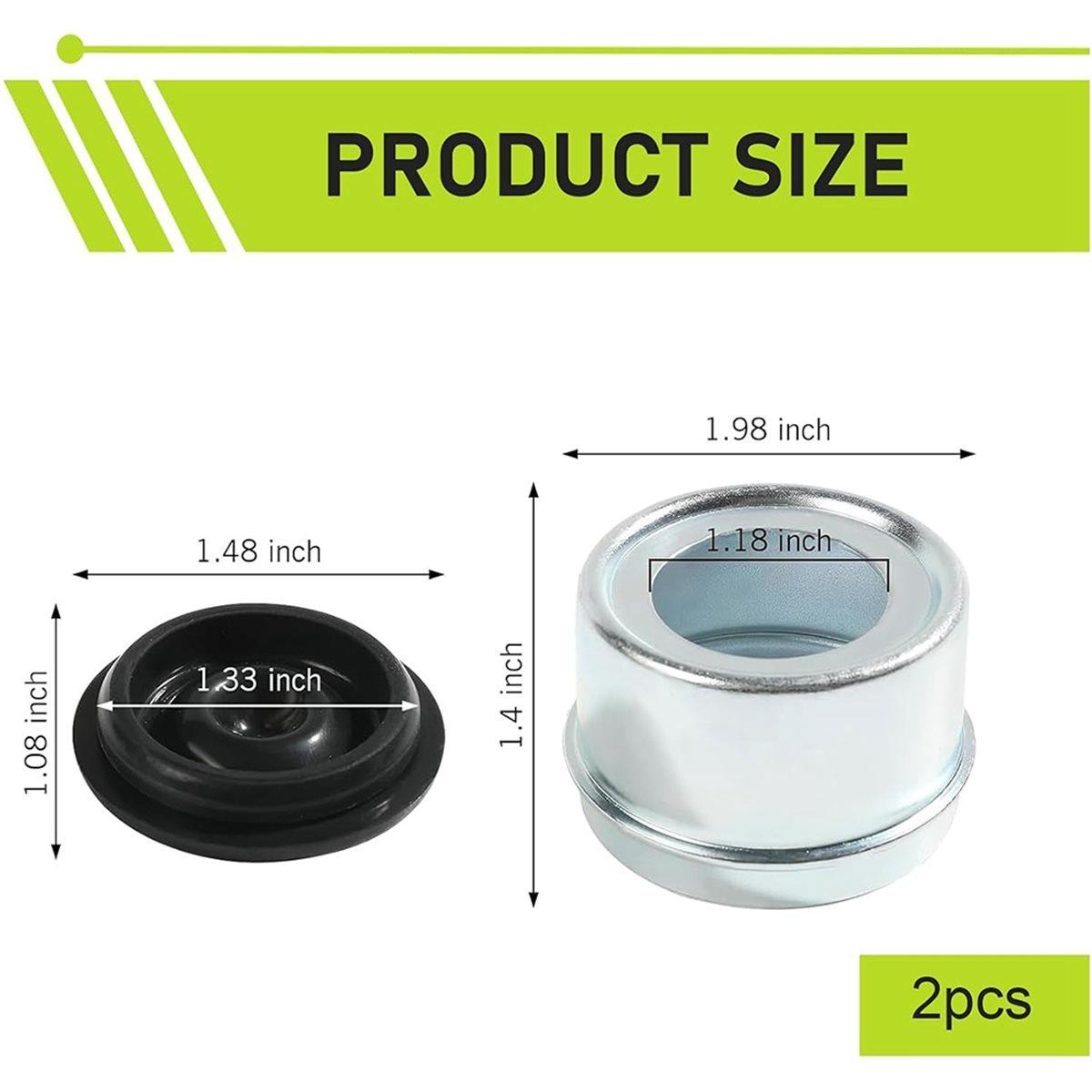

2026 New 2 PCS Trailer Axle Dust Cover Cup, 1.98 Rust-Proof Grease Cover with Extra 2 Rubber Seal Plugs for 2000-3500 Lb Axles China Mainland