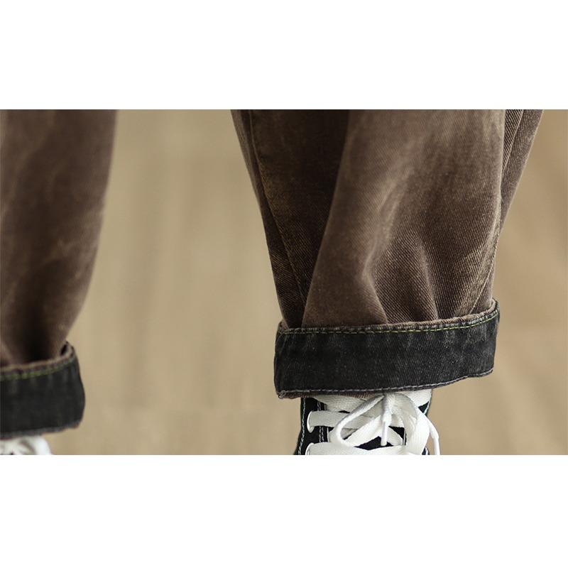 Dimanaf Neue Herbst Winter Damen Jeans Elastische Taille Denim Hose Lockere Hose Große Größe Lässig Baumwolle 2025