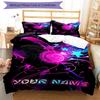 3pcs Custom Name Music Dreams Neon Lights Bedding Set Printed Bedding Set Duvet Cover Closure Includes 1 Duvet Cover & 2 Pillowcases Bedroom Decor