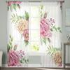 Bouquets With Flowers Roses Sheer Window Curtains For Living Room Bedroom Modern Voile Tulle Curtains Fabric Drapes For Kitchen