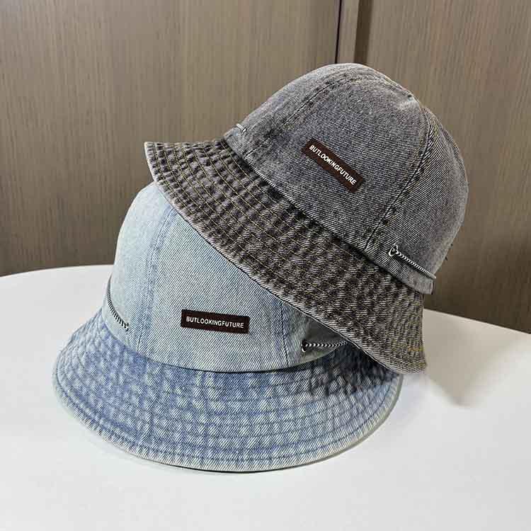 New early spring washed retro denim bucket hat women show washbasin hat outdoor casual versatile sun hat