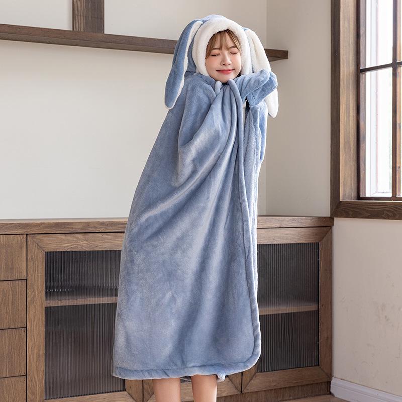 Cozy Rabbit Ear Shawl Cloak: Cute, Warm, and Thick for Autumn & Winter