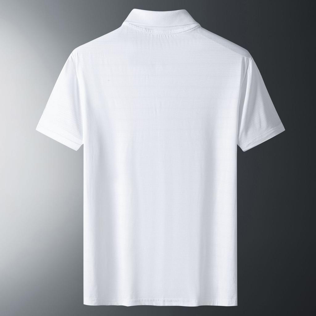 Summer Collar Ice Silk Short Sleeved Polo Shirt Solid Color T-shirt Short Sleeved Business Polo Shirt Men's Casual Top
