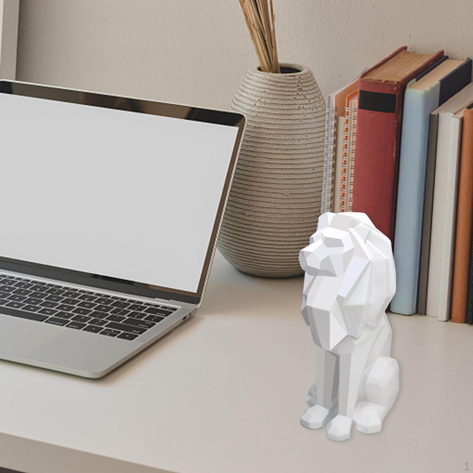 

Abstract Crafts Lion Statue Nordic Style Animal Sculpture Christmas Gifts Figurine for Cabinet білий
