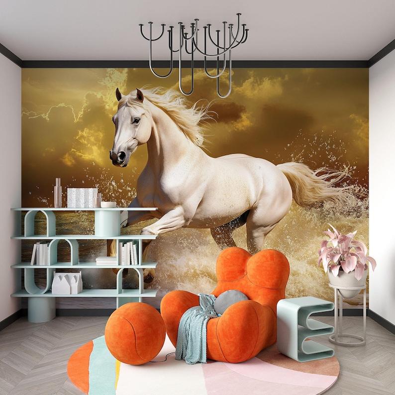White horse tapestry 75x100 чёрный