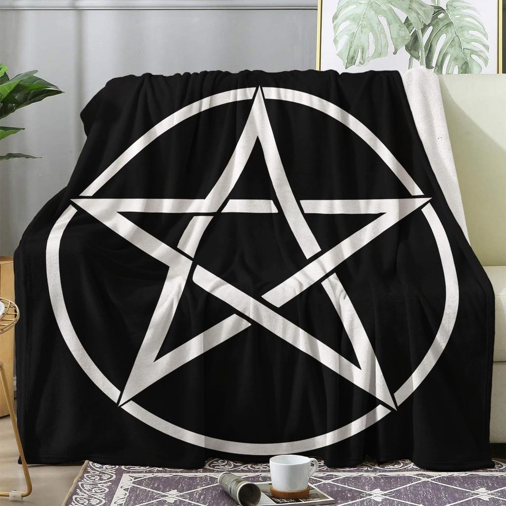 Mysterious Mandala Pentagram Digital-printed Polyester Bedroom Velvet Flannel Cover Blanket Fleece Soft Cover Blankets for Beds