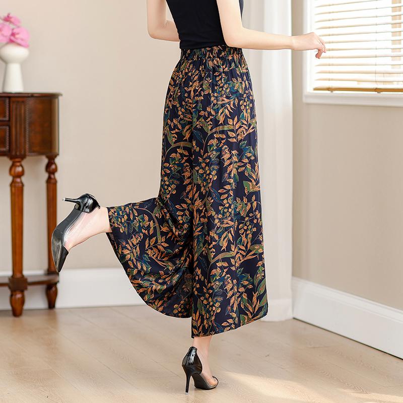 Summer Plus Size Wide Leg Pants Women Loose Bohemian Summer High Waist Trousers Women Bottoms XL-5XL