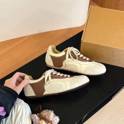 Zhao Ruth retrô cor contrastante sola plana estilo Jersey esportivo e lazer tênis de skate novo outono