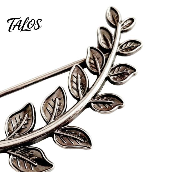 Plum Blossom Clothing Accessory Large Vintage Metal Brooch Pin, Bamboo Feather Flower Branch Safety Hat Pin Decorative for Coats Scarves Cardigans