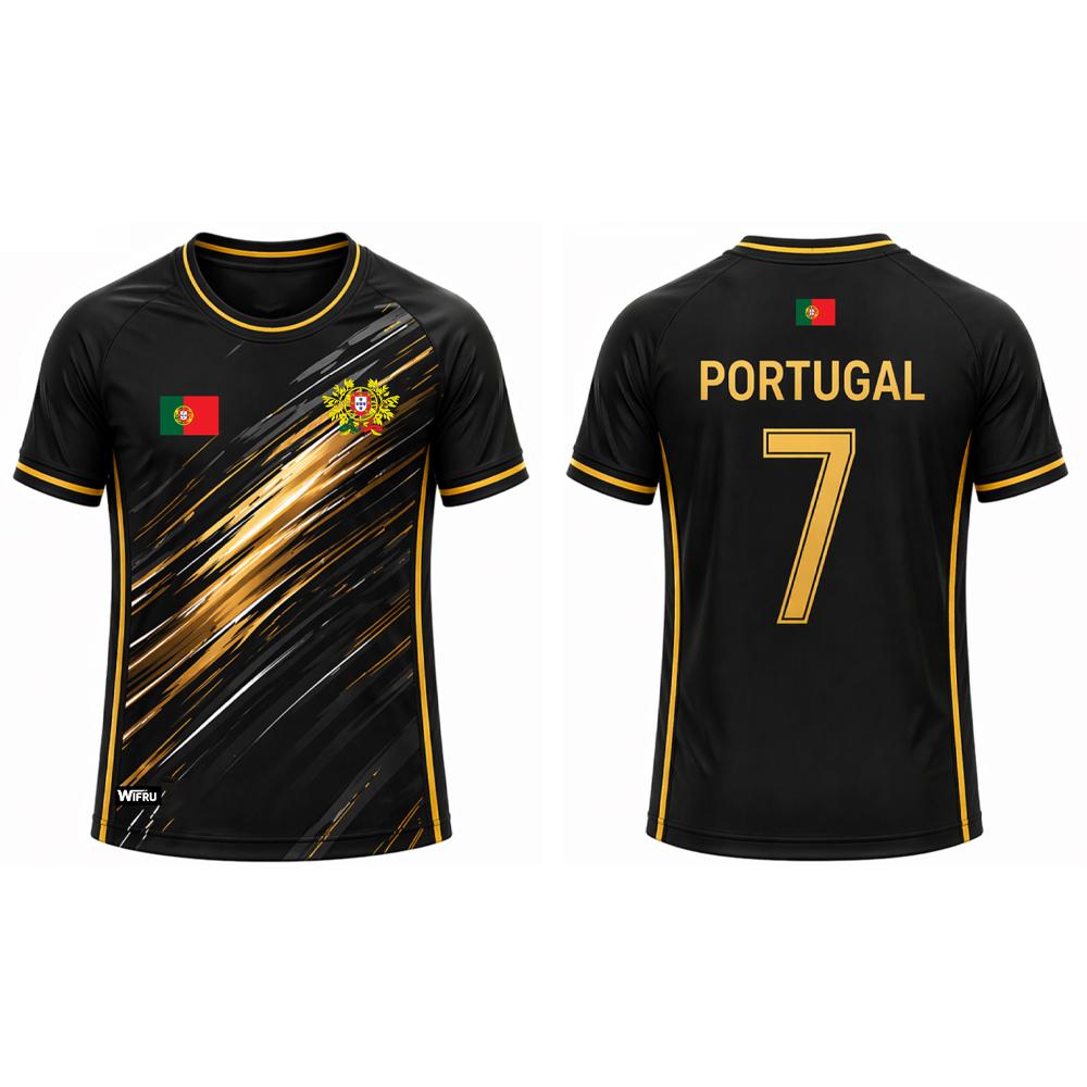 Portugal Flaggen-Print Herren Fußballtrikot 2026 Atmungsaktiv Schnelltrocknendes Sport-T-Shirt Unisex Sommer Freizeit Fan Geschenk Oberteile