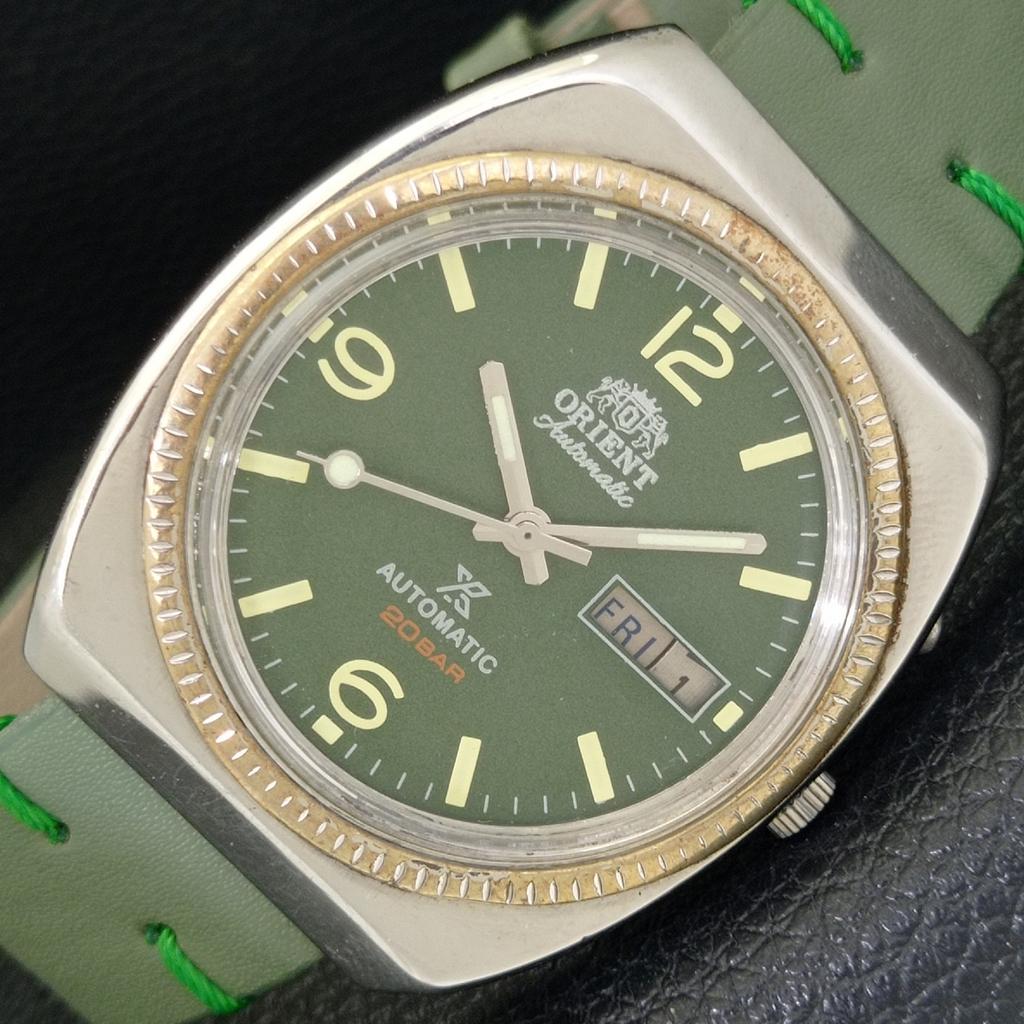 

ВИНТАЖНЫЕ МУЖСКИЕ ЧАСЫ ORIENT AUTOMATIC 46943 ЯПОНИЯ С ЗЕЛЕНЫМ ЦИФЕРБЛАТОМ a500704-5 R154-a500704