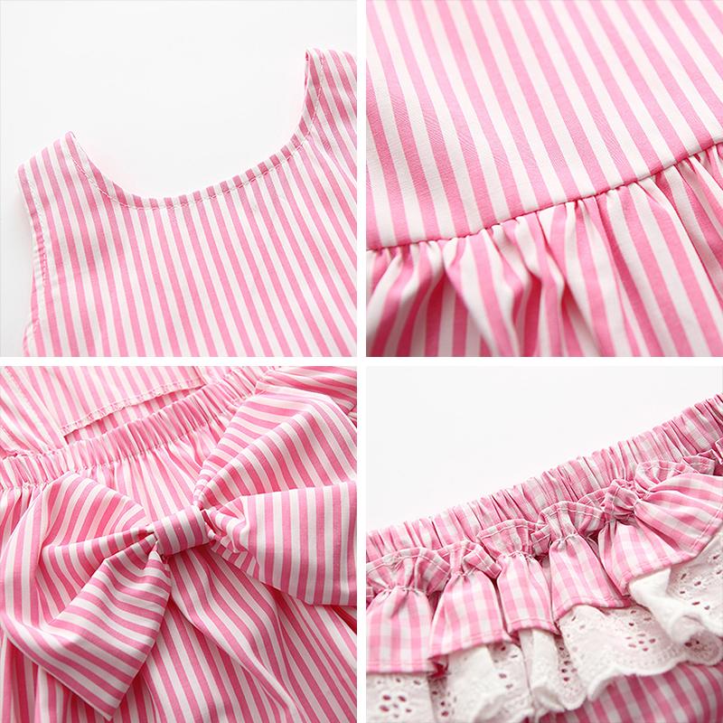 Baby Clothing Sets Girls Cute Summer Sleeveless Dress Girl 2Pieces Sets Short Pants+Dress Set Stripe Patten for Baby 6-24M