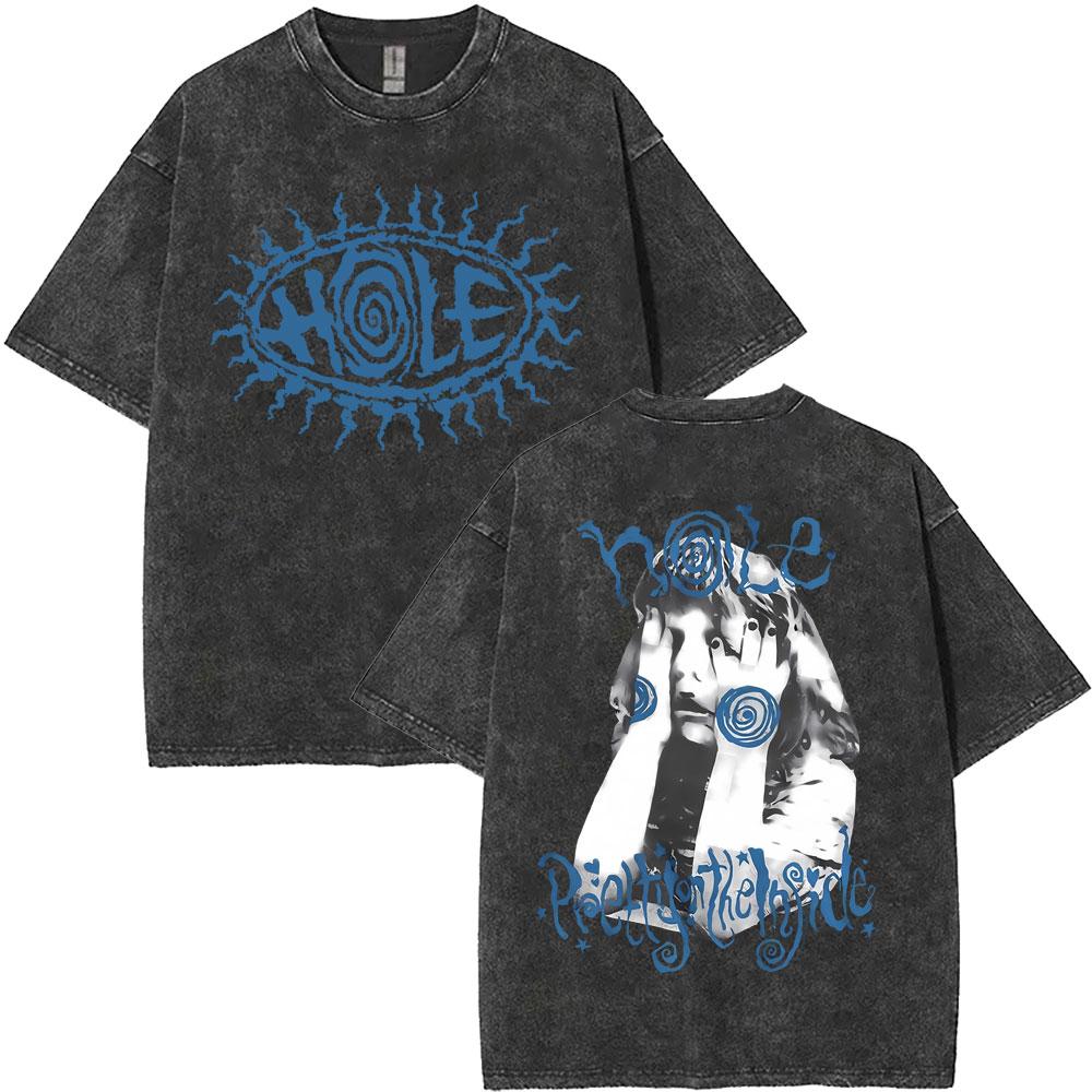 Limited Hole Courtney Love Vintage Gewaschene T-Shirts Herren Damen Alternative Grunge Rockband T-Shirt Übergroße T-Shirts Streetwear
